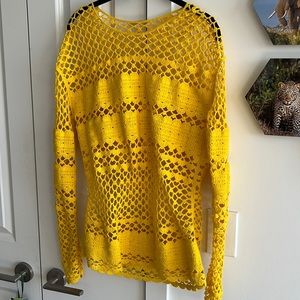 Maje melisse crocheted cotton mesh sweater
